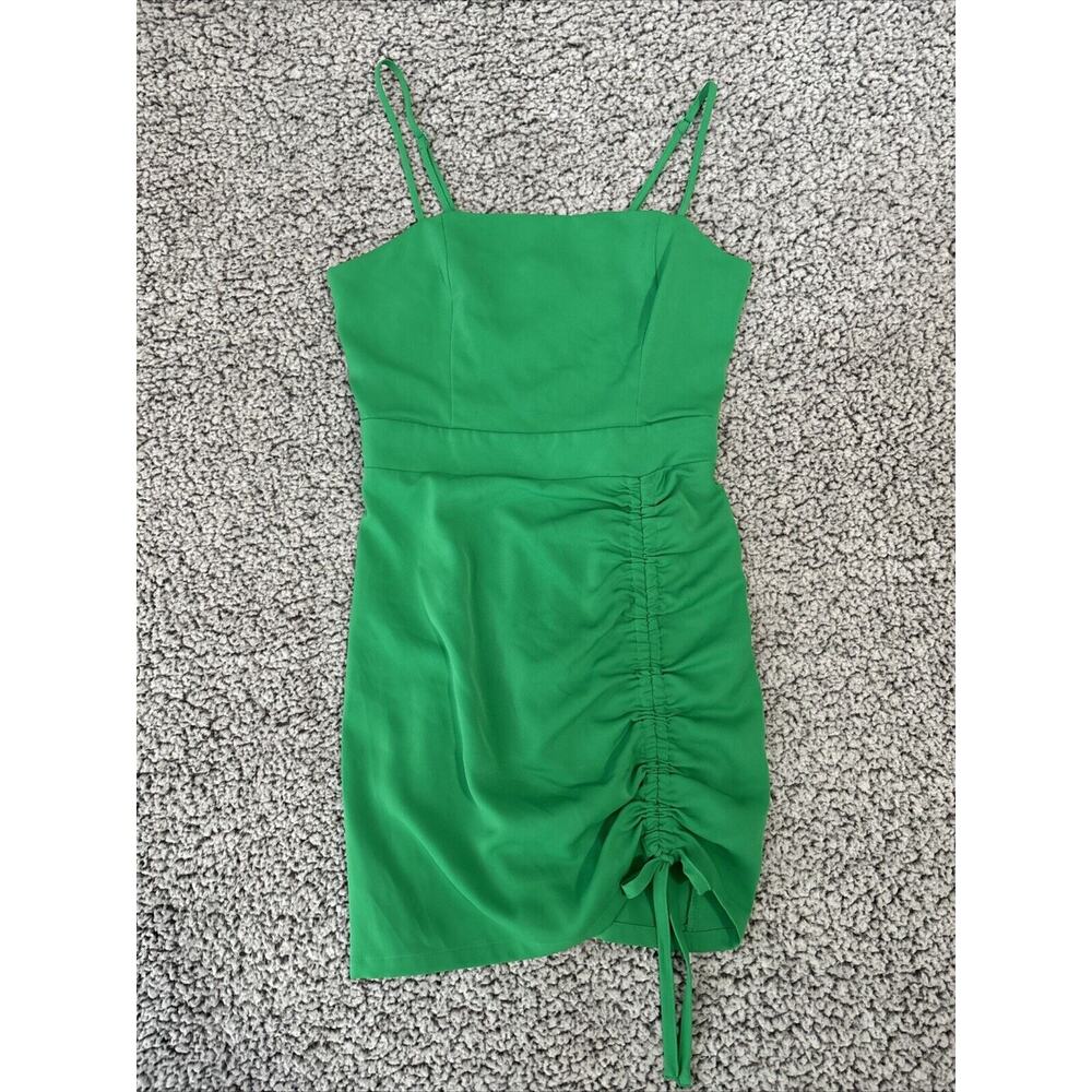 Superdown Sz Sm Womens Back Zip Spaghetti Strap Mesh Rushed Sexy Dress Green
